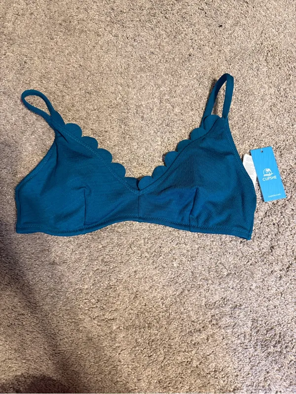 Scallop Edge Teal Bikini Top - Women’s - Image 2