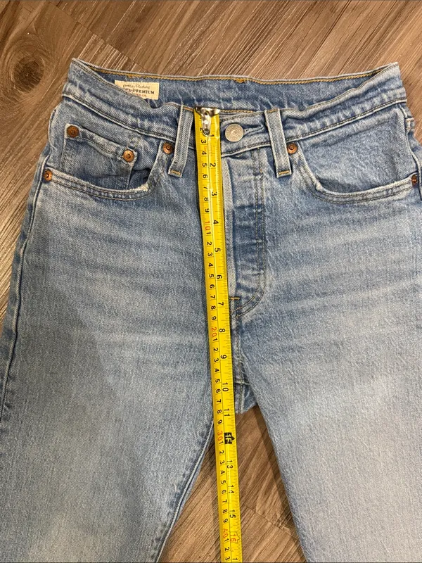 Levi’s Premium 501 Cropped Jeans 24 Rare Style Big E Raw Hem $108 - Image 8