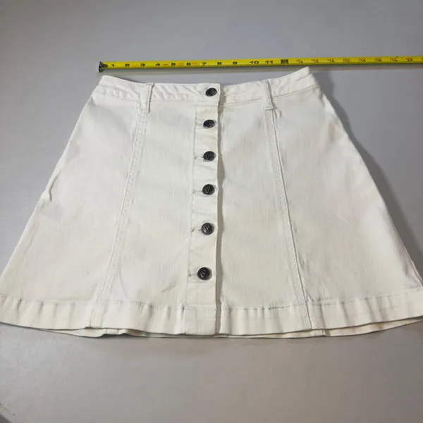 Cello Jeans Button Front Denim A-Line Mini Skirt Stretch S Preppy VTG Inspired - Image 5