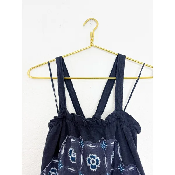 Free People Love Life Bubble Top Womens Size Medium Linen Blend Blue Boho - Image 5