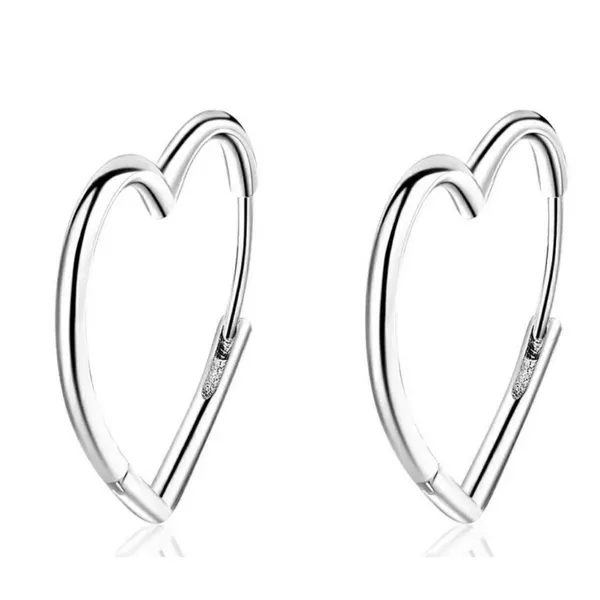 NEW Heart‎ Hoop Earrings, Rhodium Plated 925 Silver - Image 12