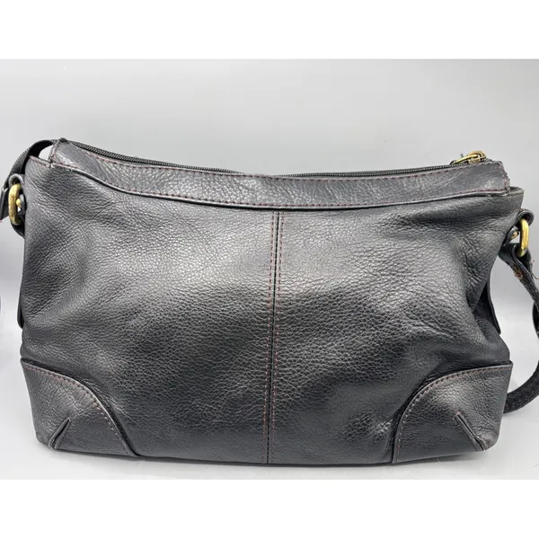 Etienne Aigner Black Leather Purse Shoulder‎ Bag Adjustable Strap & Front Po - Image 2