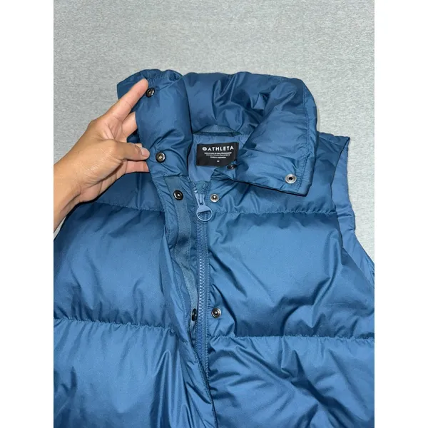 Athleta Women's Puffer Vest Teal Blue Down Filled Full Zip Pockets Downtown Sz M - Image 3