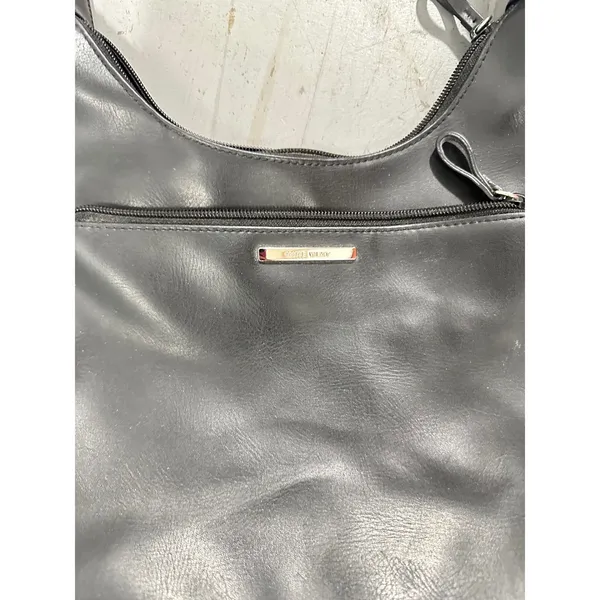 90s Chic Nine West Black Leather Hobo Minimalist Shoulder Bag - Image 3