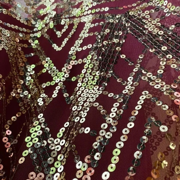 Rue21 NWT‎ Maroon Gold Sleeveless Sequined Dress Zip Up Back Homecoming Size 3 - Image 5
