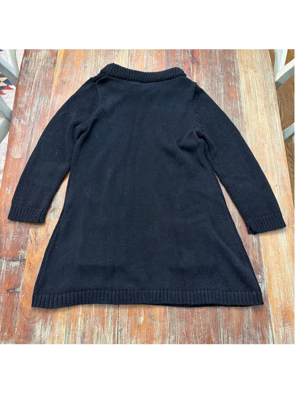 Field Flower Anthropologie Black Chunky Knit Cowl Neck Tunic Sweater Pockets M - Image 14