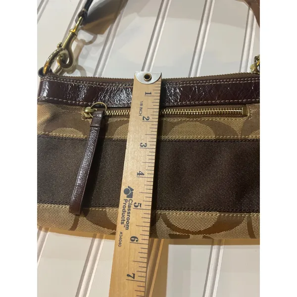 Coach Vintage Demi Bag Brown Striped Signature Canvas Y2K Shoulder Purse 10072 - Image 9