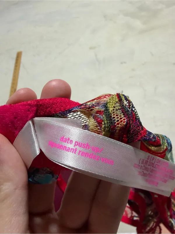 Victoria’s Secret pink Red Floral Lace date push up bra small - Image 7