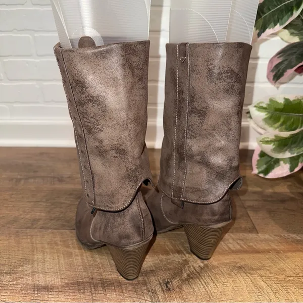 MIA Jeri Putty Taupe Brown Leather Spat Calf Height Boots - Image 5