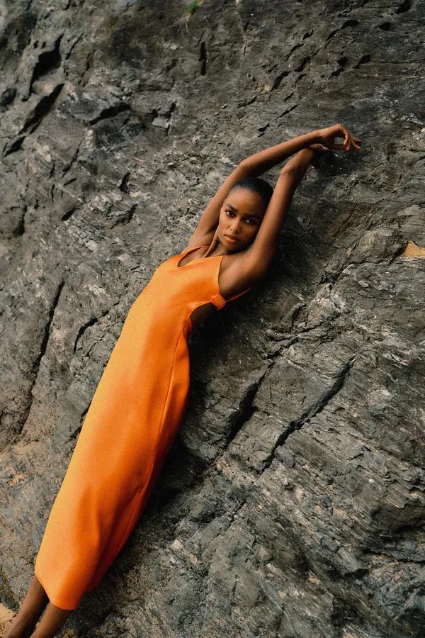 Zara dress maxi midi hot orange satin effect wedding party cocktail - Image 13