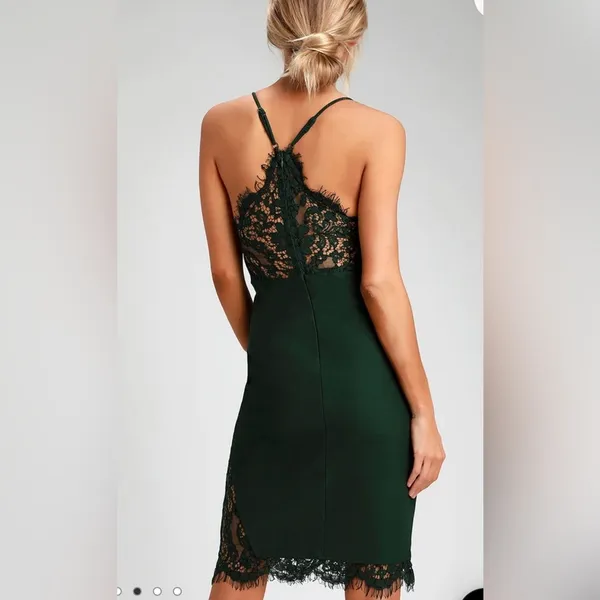 💚 Lulus Only Want You Forrest Green Lace Bodycon Midi Dress 💚 - Image 2