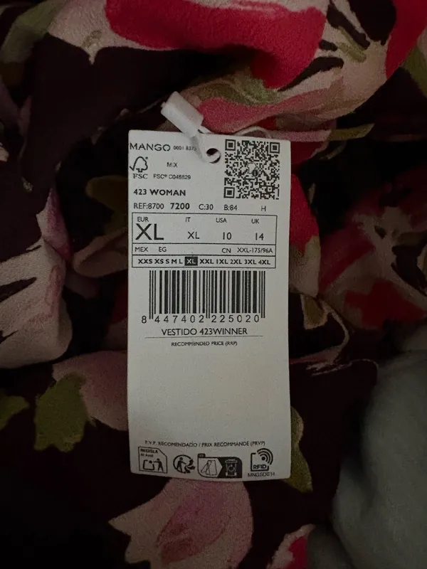 Mango FLORAL DRESS WITH DRAPED NECK - Image 7