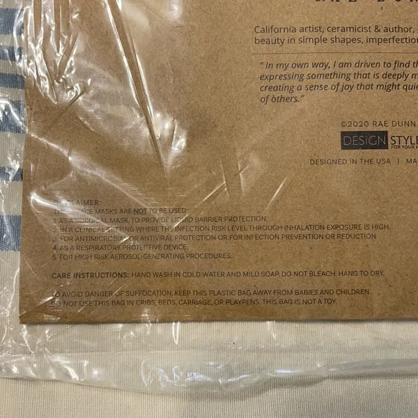 Rae Dunn His Hers Reusable Face Masks‎ Black NEW - Image 6