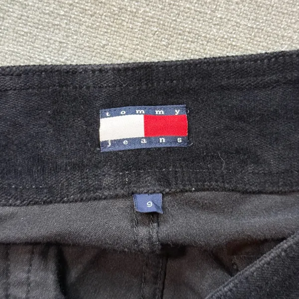 Tommy Hilfiger Tommy Jeans Black Velvety‎ Flare Pants Size 9 V-Waist Y2K Vintage - Image 3