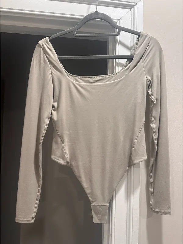 Lululemon Wundermost Nulu Square Neck Bodysuit in Riverstone - Image 4
