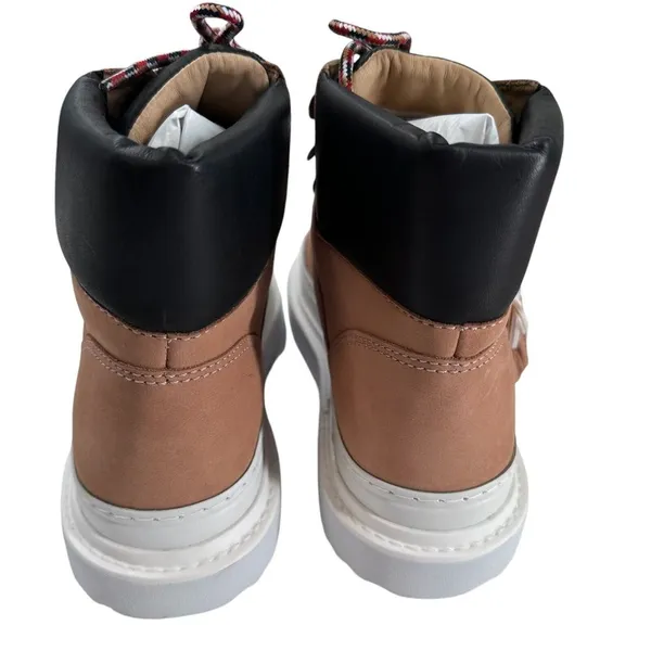 SCHUTZ Women Marula Platform Lace Up High Top Boots‎ 10B Waterproof Beige NIB - Image 4