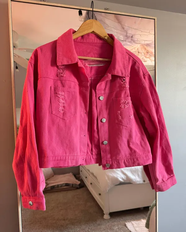 Pink Denim Jacket Size M - Image 5