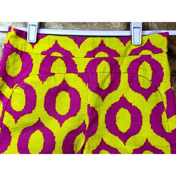 Anthropologie 'Cartonnier' Tailored Remy Shorts Hot Pink Yellow Green sz 4 - Image 9