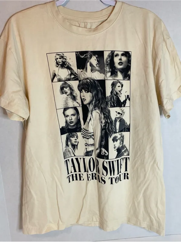 Taylor Swift The Eras Tour Graphic Tee Cream Size Medium US Tour Locations - Image 3