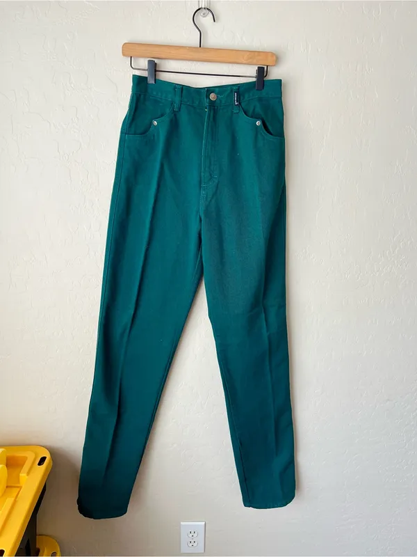 Rockies Vintage High Waisted Western Bare Back Denim Jeans Forest Green - Image 3
