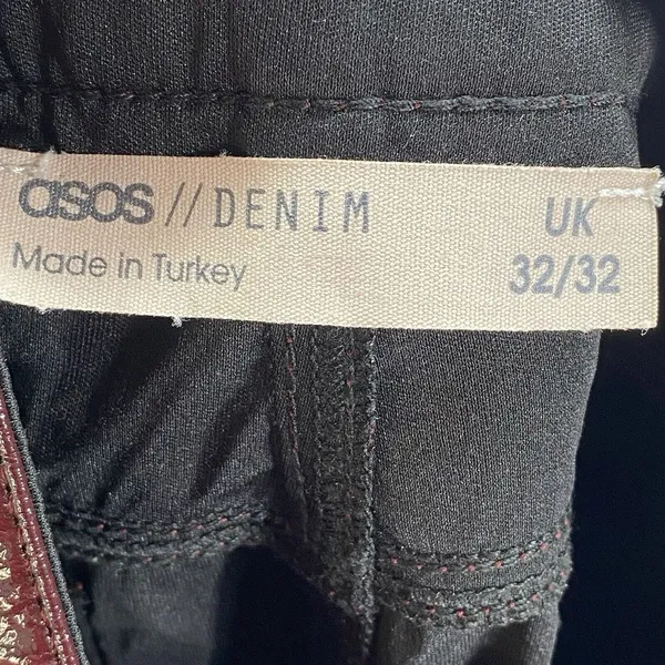 ASOS Jeans Womens 32x32 Oxblood‎ Vinyl Mid Rise 90's Straight Leg - Image 9