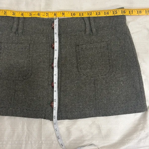 VTG Y2K American Eagle Green Tweed Wool-Blend Low-Rise Mini‎ Skirt Preppy Medium - Image 9
