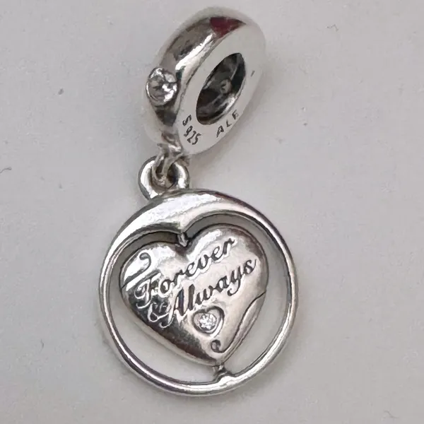 925 Sterling Silver PANDORA Spinning Forever & Always Soulmate Dangle Charm - Image 4