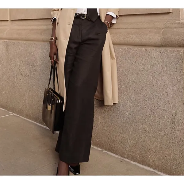 JCREW Linen‎ Pleated Trouser Black Sz 8 - Image 2