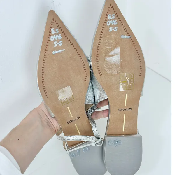 NEW Dolce Vita Pamla Sling Back Metallic Leather Flats Shoes Silver US 8.5 - Image 13