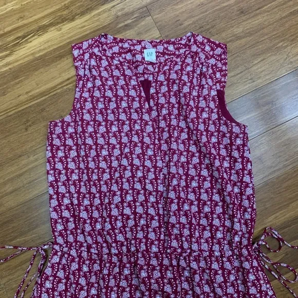 GAP Womens XS Dress Burgundy Paisley‎ Print Sleeveless Summer V-Neck Casual Mini - Image 2