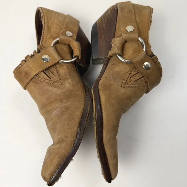 Vintage Guess Harness Boots Women‎ 6.5 Western Moto Leather Georges Marciano 90s - Image 6