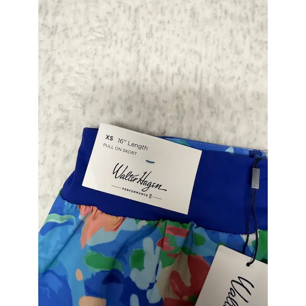 Walter Hagen Womens XS Blue Gouache Floral Lightweight Core Skort 16 Inch‎ NWT - Image 7