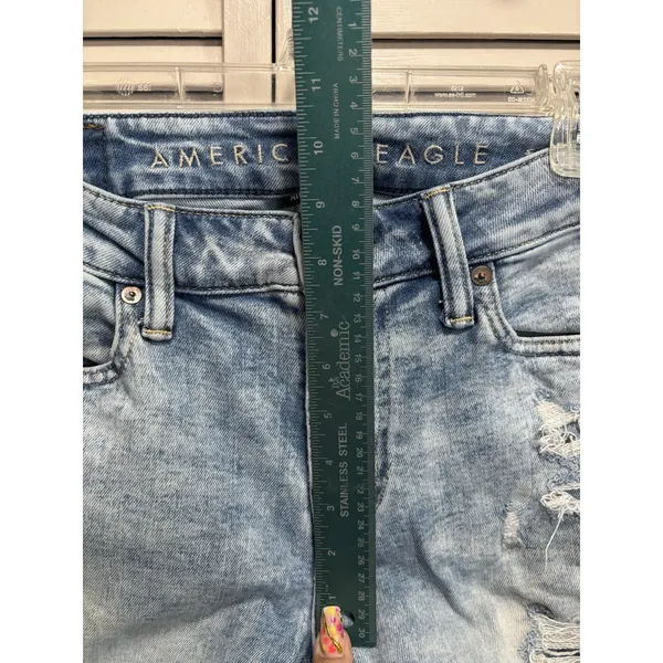 American Eagle Airflex + Light Distressed Skinny Denim Jeans Size 30x30 Mid Rise - Image 2