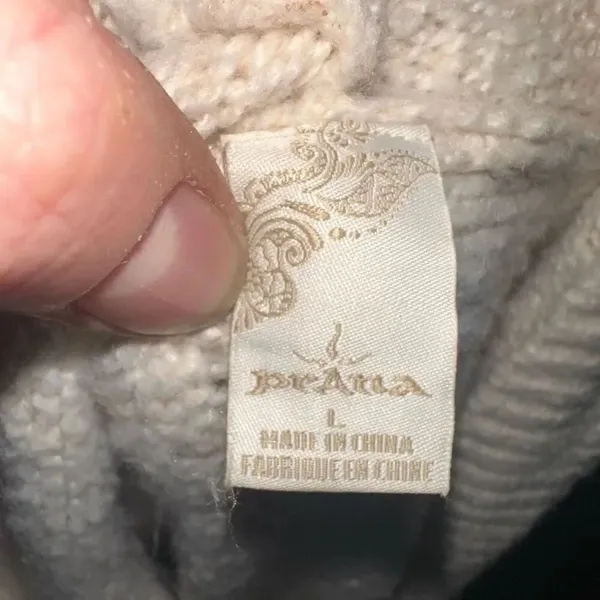 PRana cozy cream button down hooded L sweater coat - Image 5