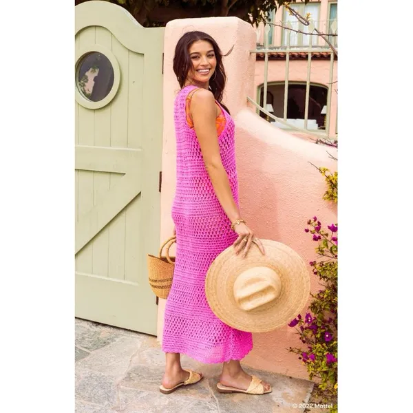 Show Me Your Mumu X Barbie Pink Crochet Dress - Image 5