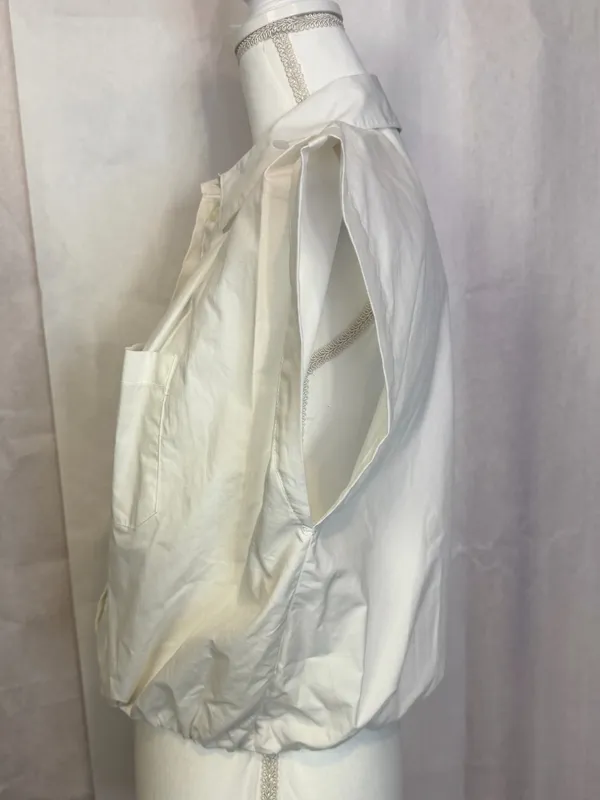 Zara White Sleeveless Button-Down Shirt with Elastic Hem - Image 5