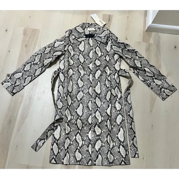 Choosy NWT Women Small Faux Snakeskin Leather Trench Coat Duster Jacket Chic - Image 8
