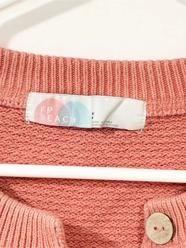 Free People Beach Rosie Pink Hailee Cotton Knit‎ Sweater Size Small - Image 3