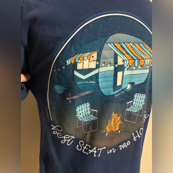 EUC Comfort Colors Blue and Orange Southernology Camping Graphic Tee size small - Image 6