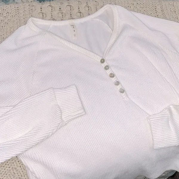 Mts knit thermal sweater style top size small White - Image 7