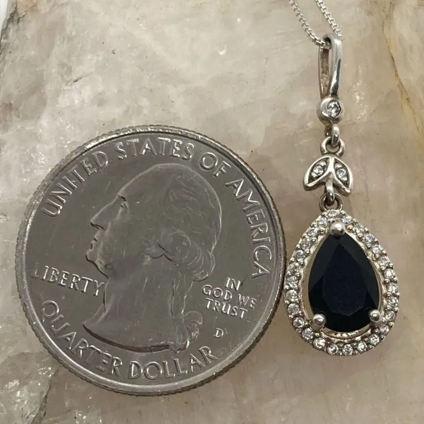 Vintage RJ Cubic Zirconia CZ Sterling‎ 925 Silver Pendant 18'' Chain Necklace 3g - Image 3