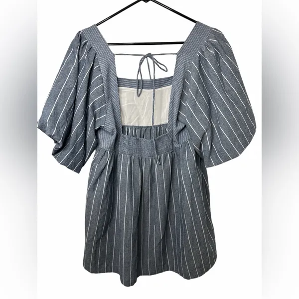 Free People Gigi Puff Sleeve Tunic Top Striped Boho Peasant NWOT - Image 2