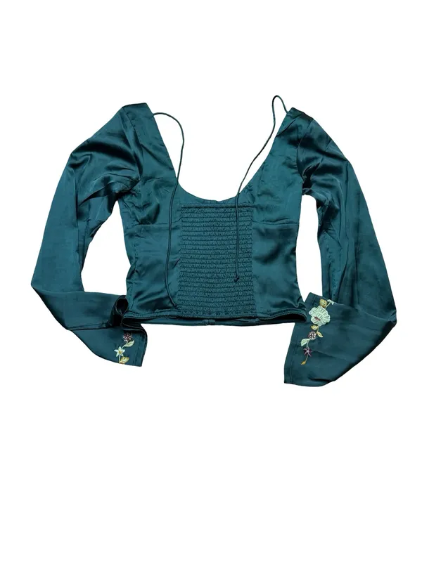 ✨🌲 Free‎ People Autumn Bloom Midi Skirt Set XS Embroidered Forest Green 🌲✨ - Image 5