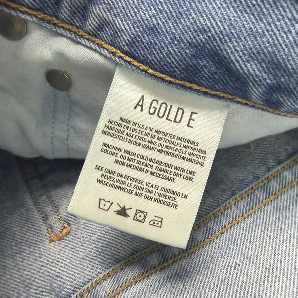 AGOLDE 90's Jean Blue Destroyed Denim Button‎ Fly Ripped Statement Size 28 - Image 10