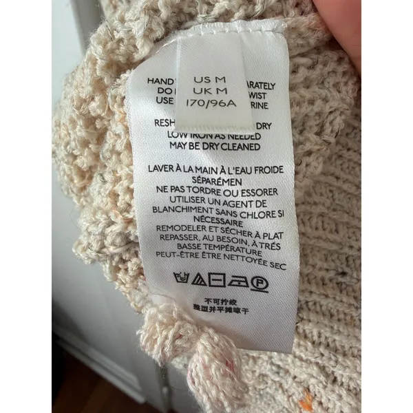 PILCRO Oversized Oatmeal Marl Knit Sweater Vest Deep V-Back Strap MEDIUM - Image 12