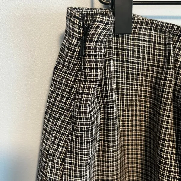 American Eagle Black and White Plaid Skirt Side Slit Size Large Fall Whimsigoth - Image 7