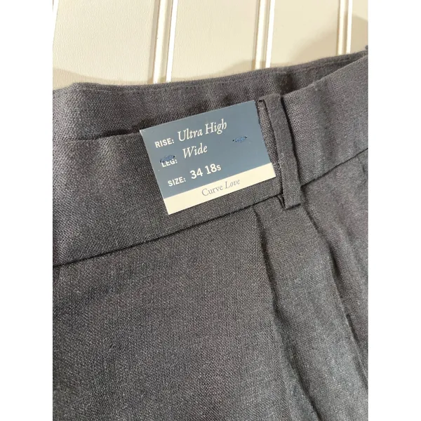 Abercrombie & Fitch Curve Love High Rise Wide Leg Linen Blend Pants Slacks 18S - Image 5