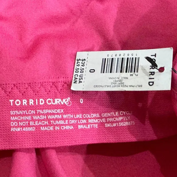 Torrid Seamless Lace Band Pizza My Heart Pink Bralette Size 0 (L/12) - Image 8