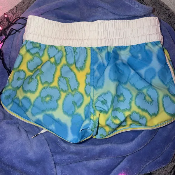 adidas Women’s Blue, Green & Yellow Printed Athletic Shorts - Image 3
