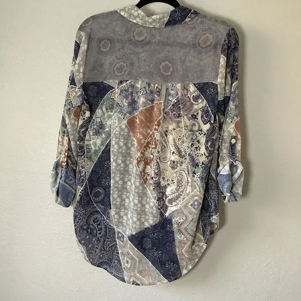 NWOT Charlie Patchwork Western Cowgirl Prairie Shabby Chic‎ Button Up Shirt S - Image 6